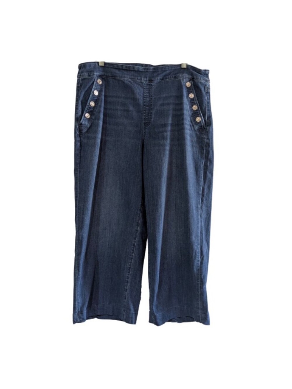 Chico's Women's Wide Leg Ankle Capri Jeans, Blue, Size 3R/16R